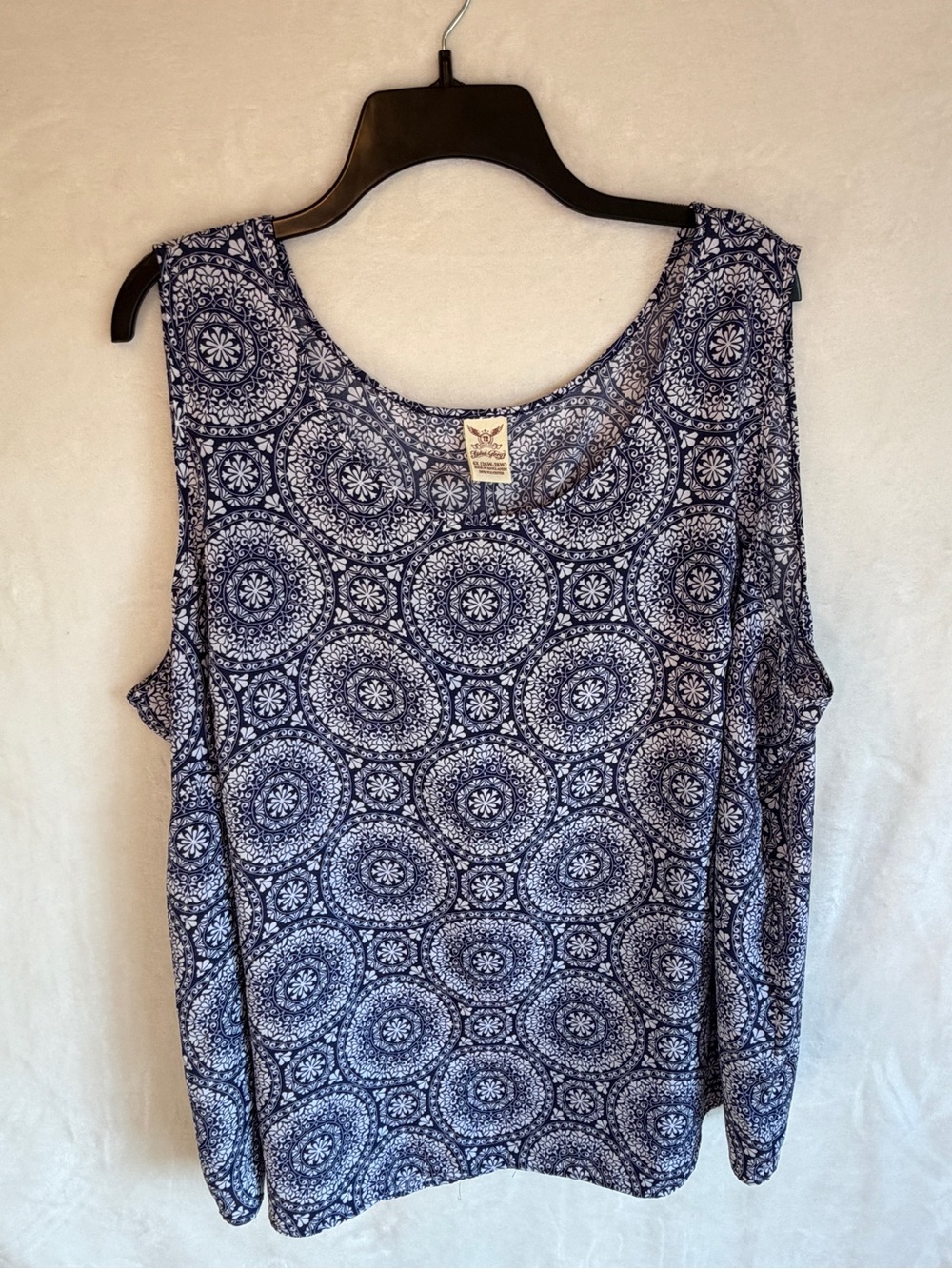 Faded Glory Navy Medallion Print Tank Top Women’s 4X